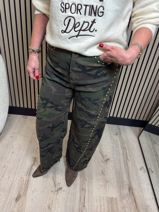 Army Balloon Jeans Met Studs