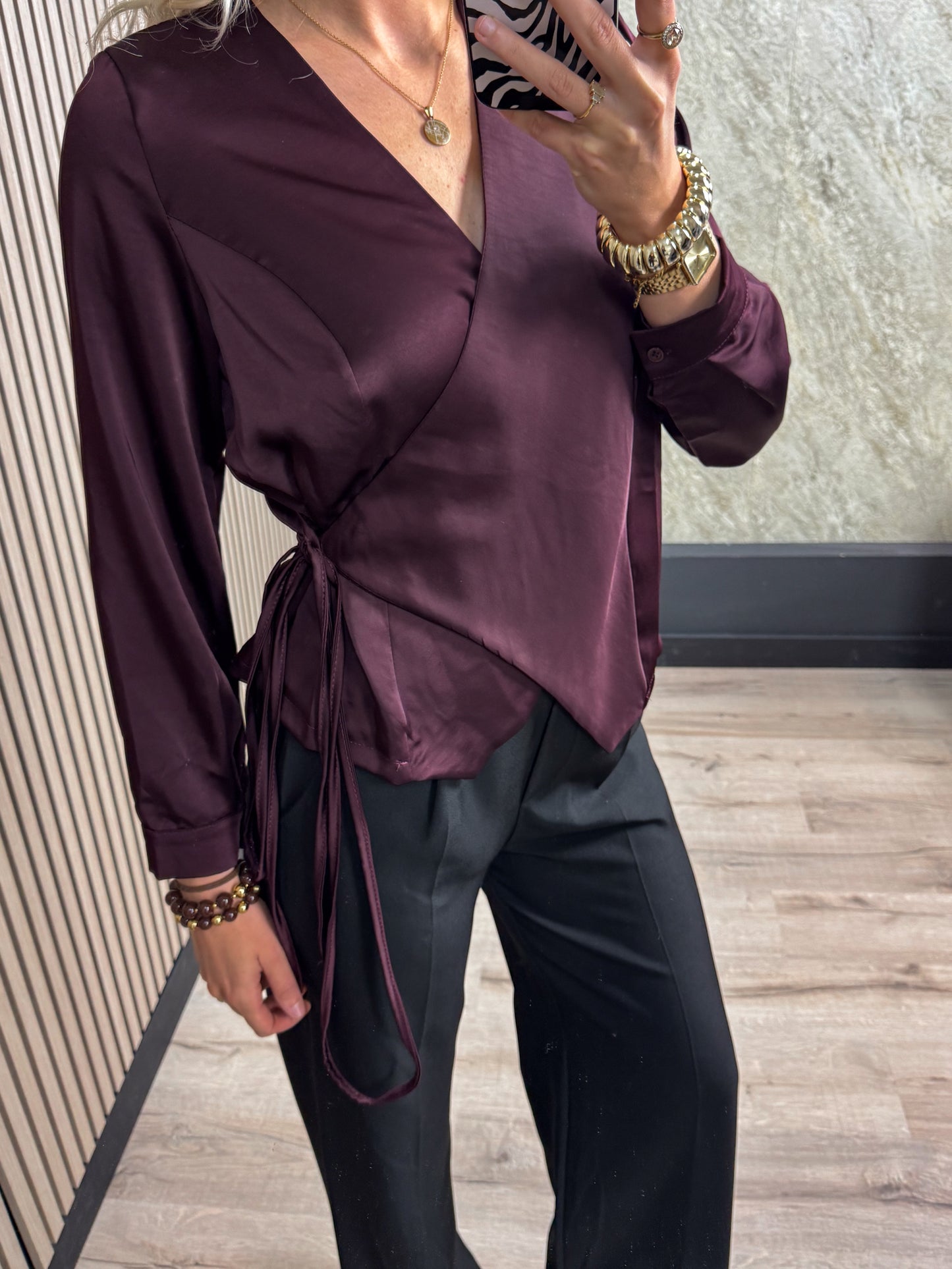 Satin Overslagblouse