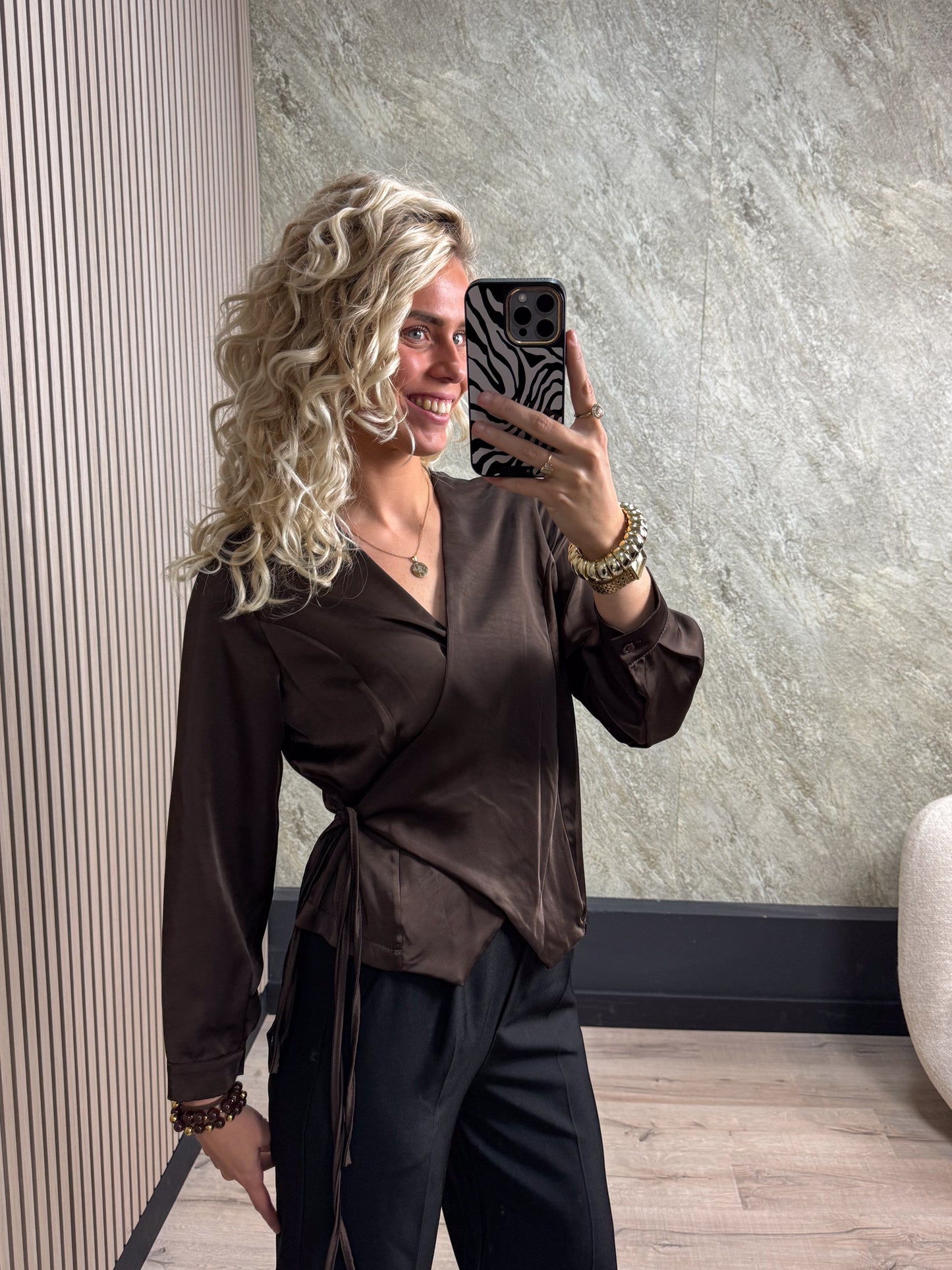 Satin Overslagblouse