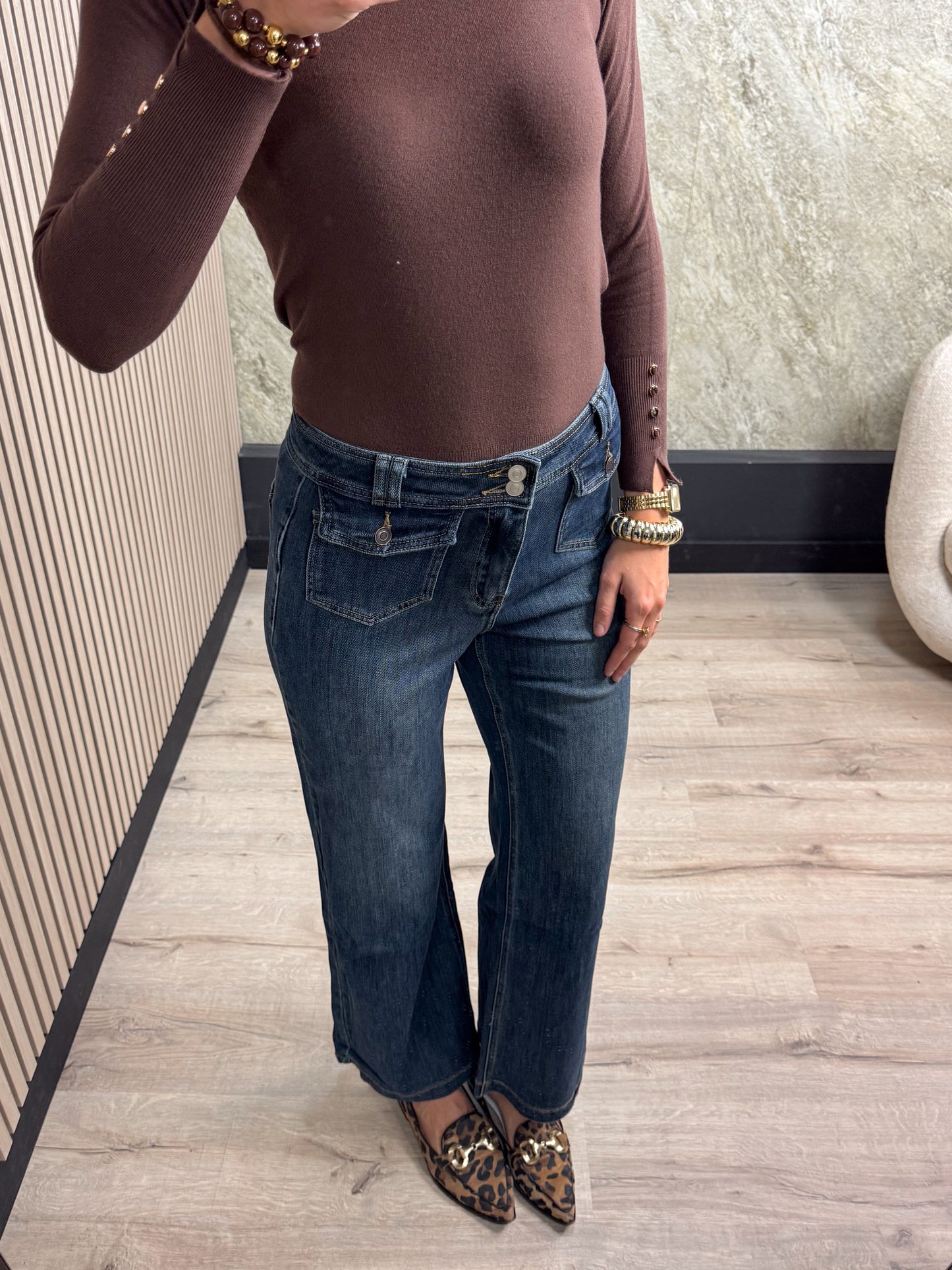 Pocket Wide Leg Jeans