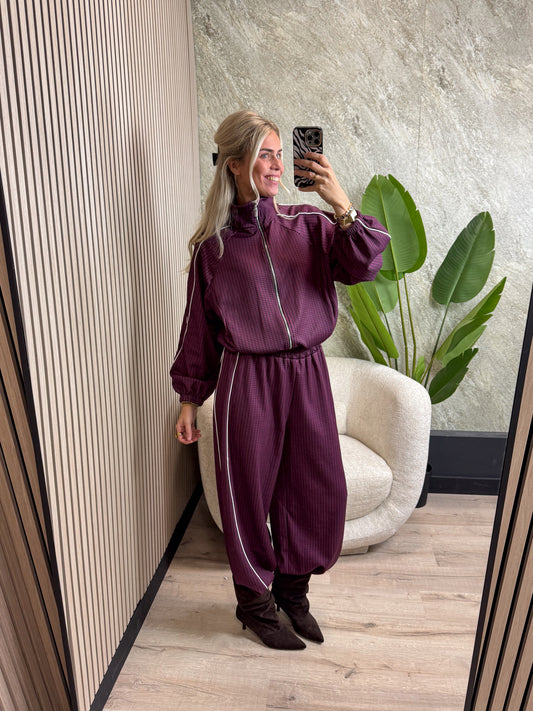Tracksuit met Blokjesprint - Bordeauxrood