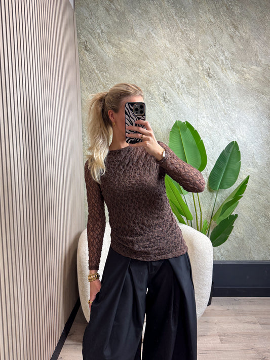 Asymmetric Lace Top - Bruin
