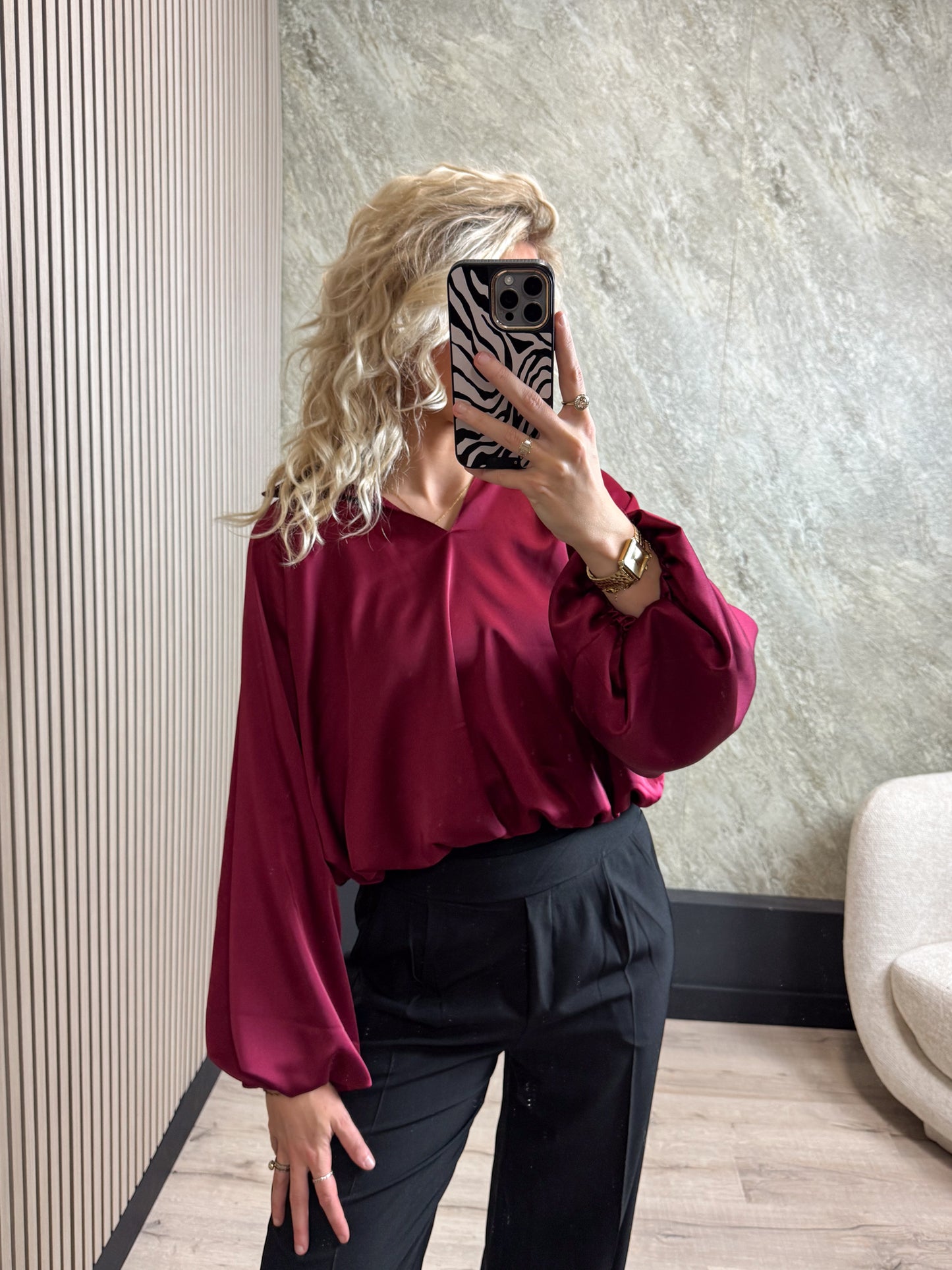 Satin Balloon Blouse