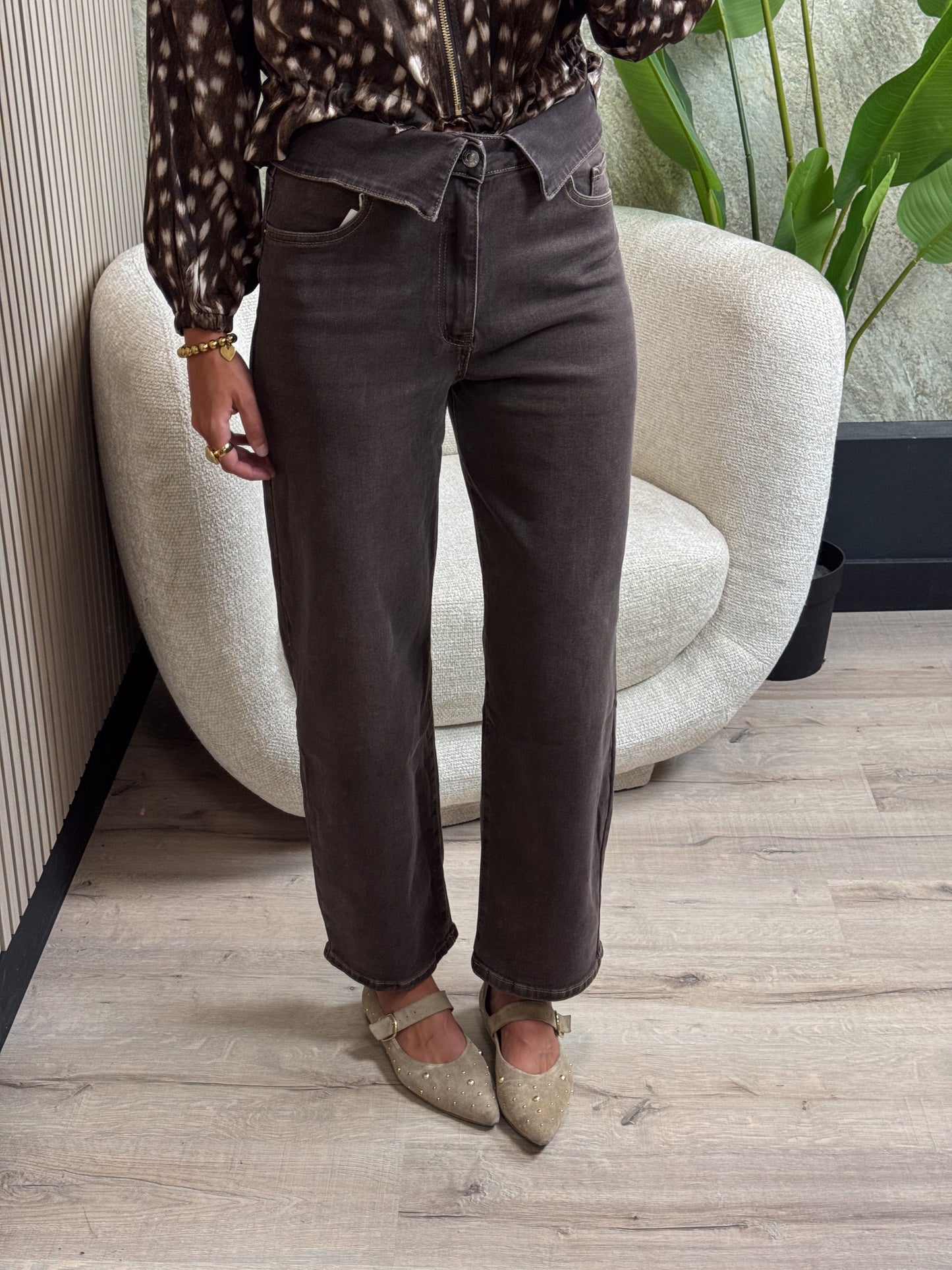 Jeans met omgeslagen tailleband
