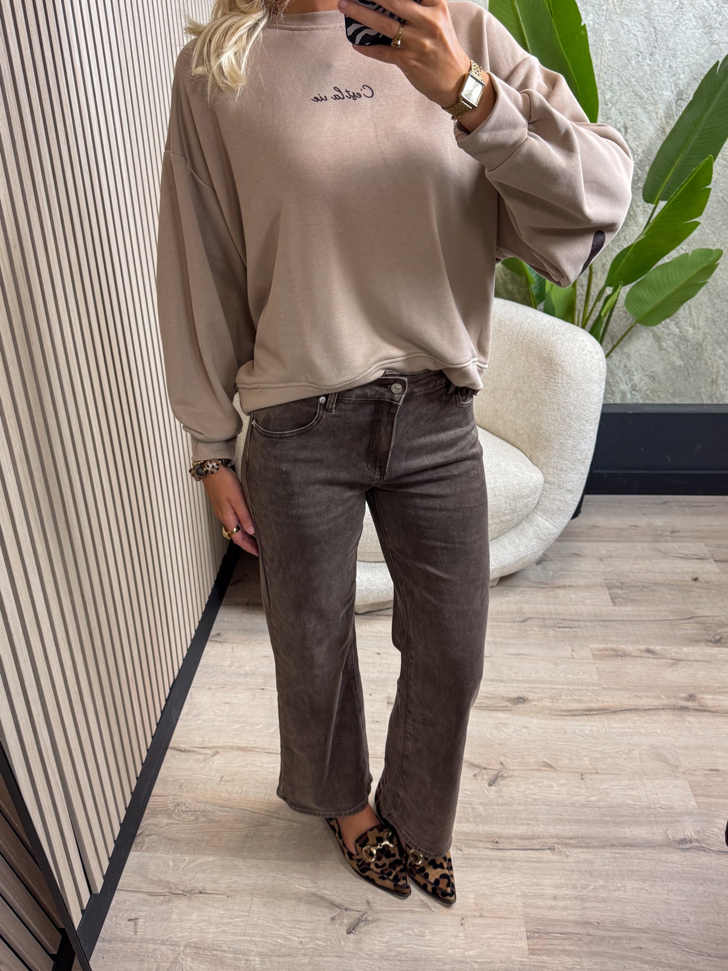 Straight Leg Jeans - Roestbruin