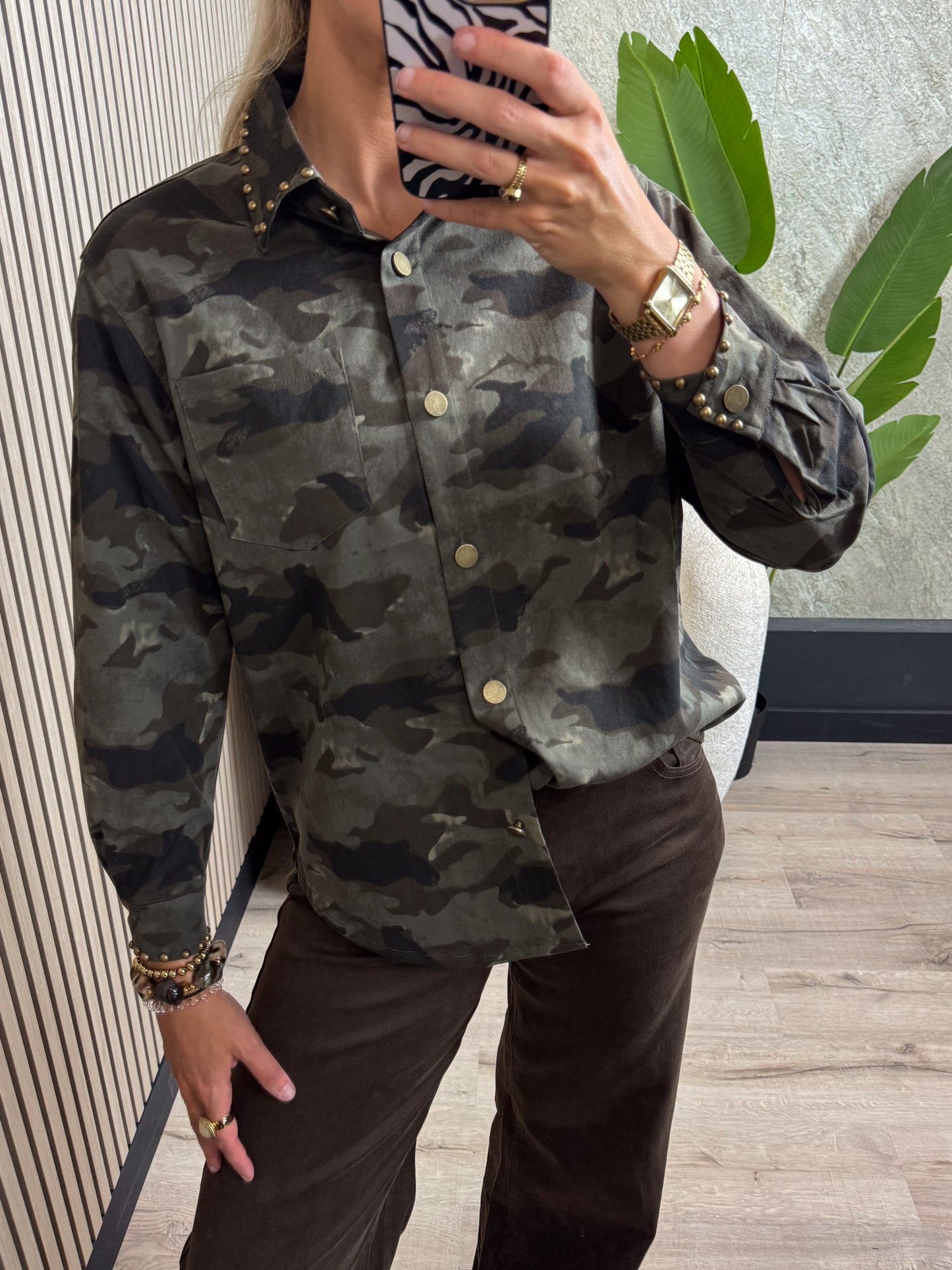 Army Print Blouse