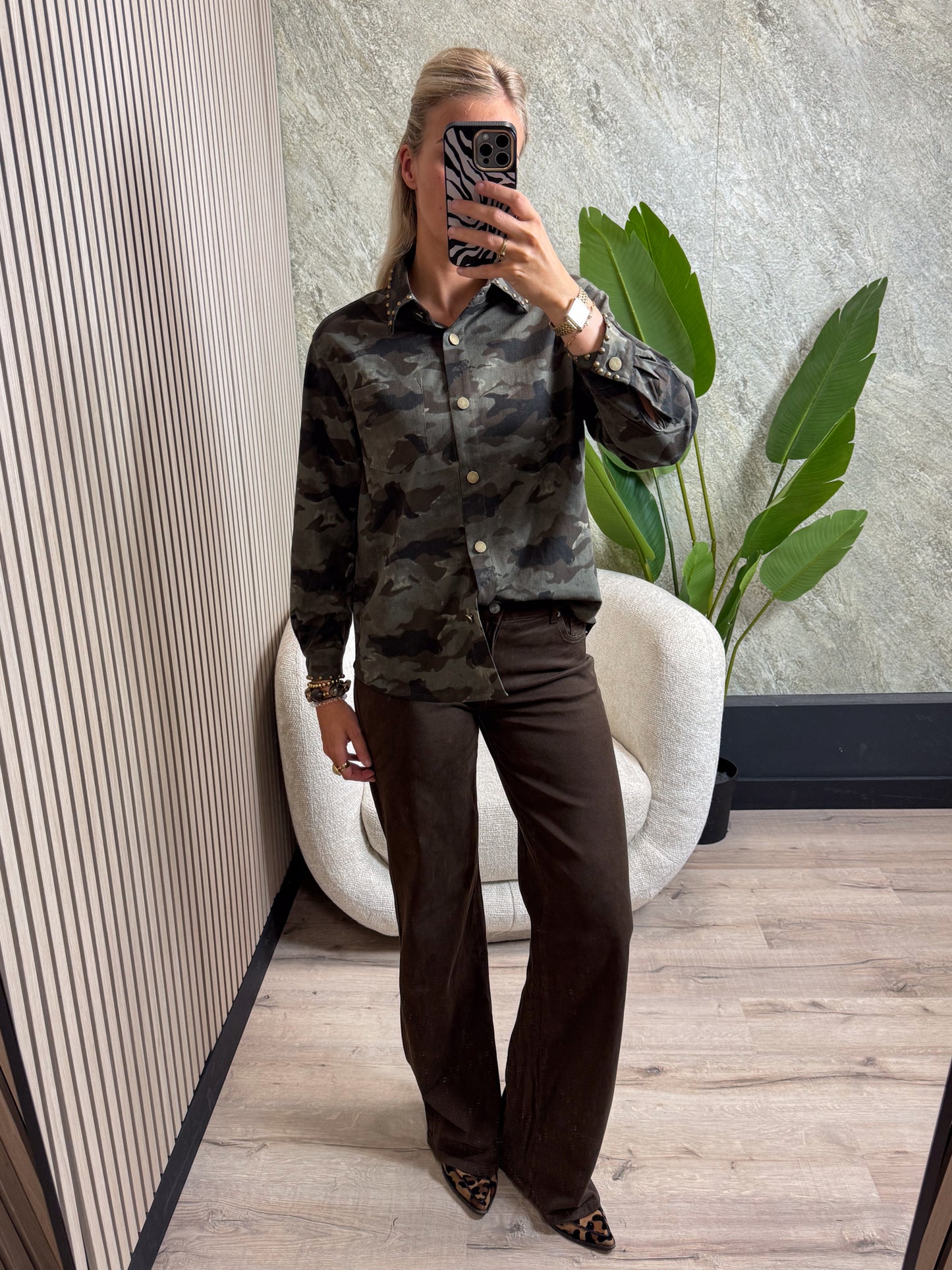 Army Print Blouse
