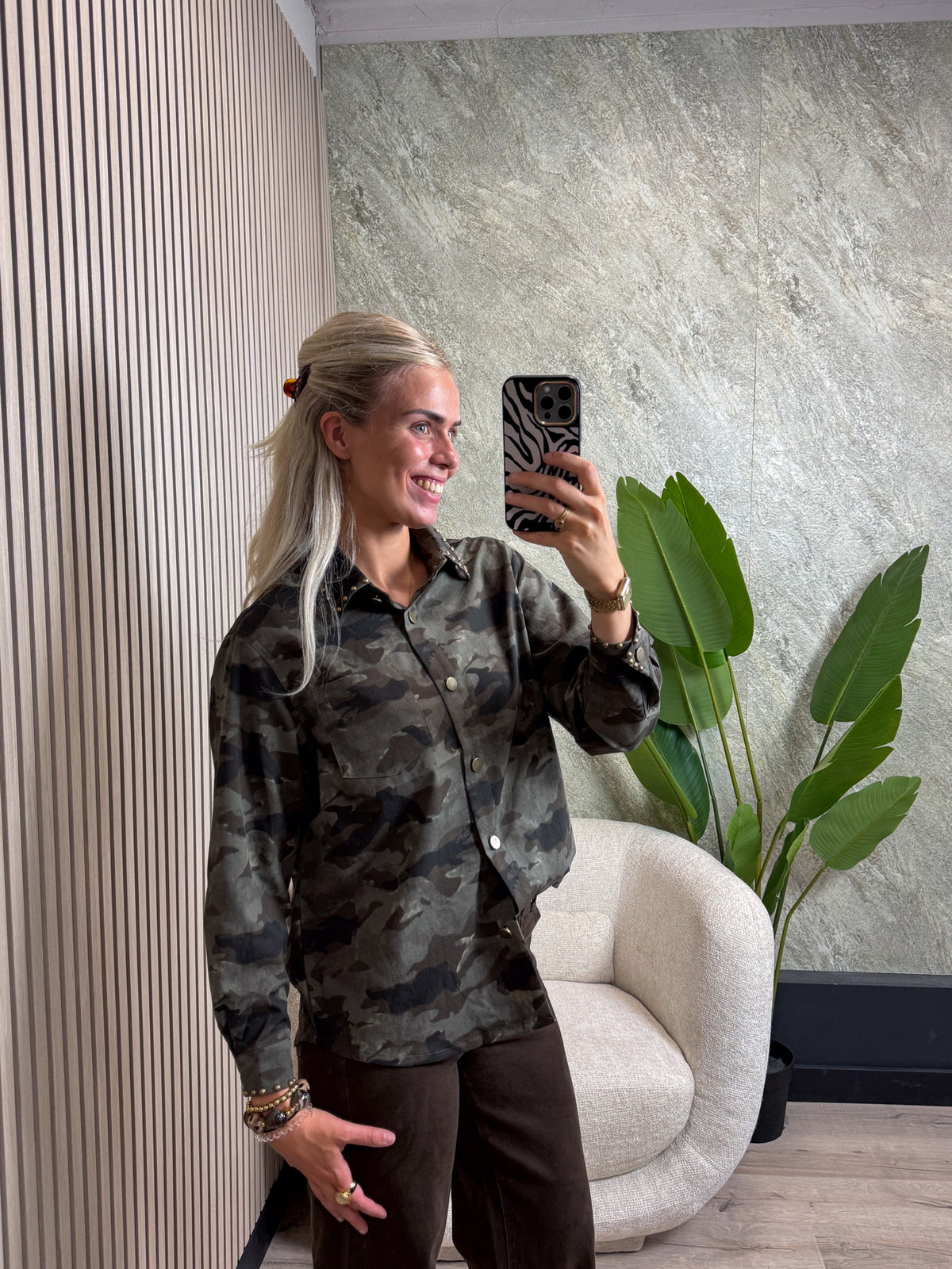 Army Print Blouse