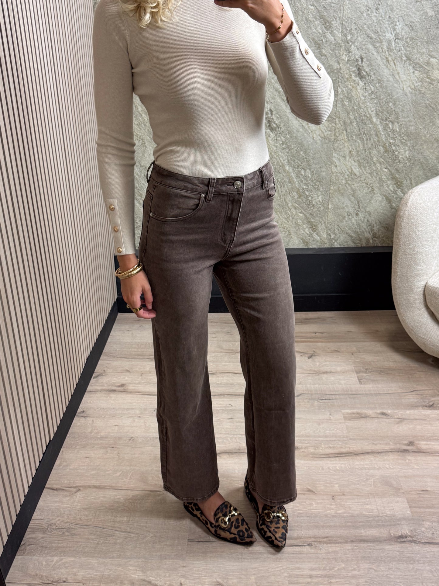 Wide Leg Jeans - Mokka