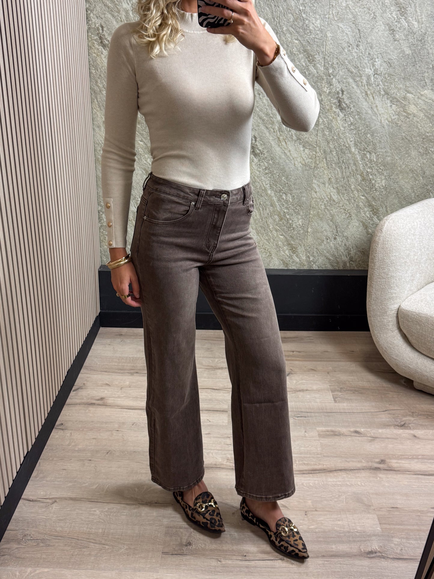 Wide Leg Jeans - Mokka