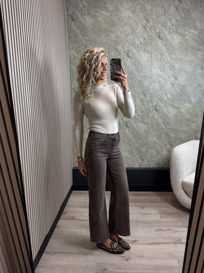 Wide Leg Jeans - Mokka