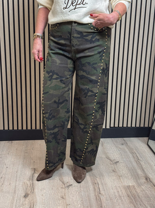 Army Balloon Jeans Met Studs