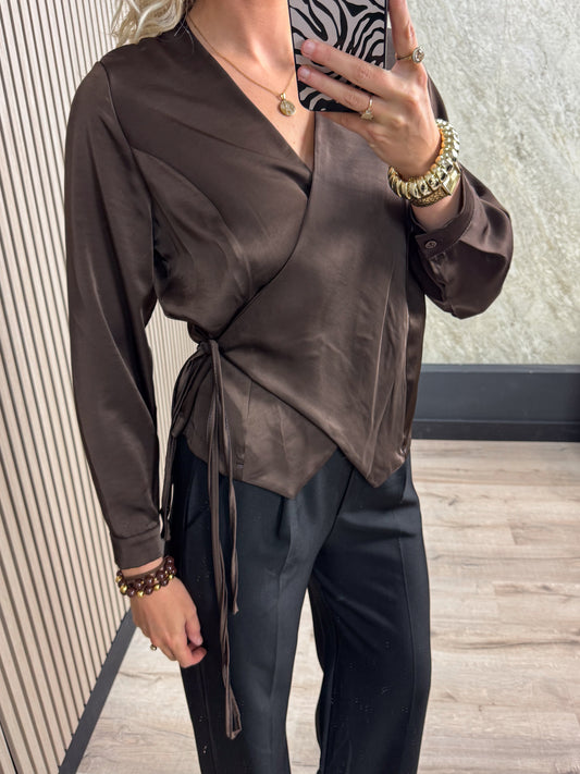 Satin Overslagblouse