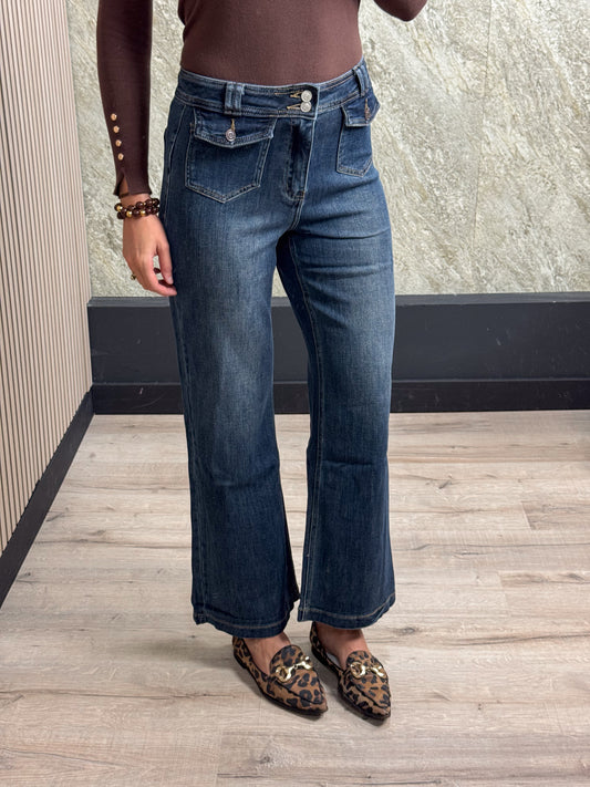 Pocket Wide Leg Jeans
