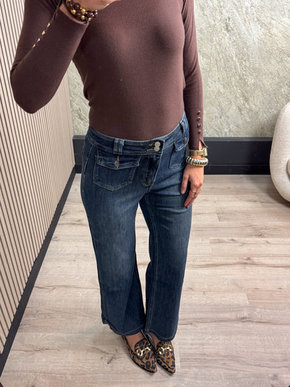 Pocket Wide Leg Jeans