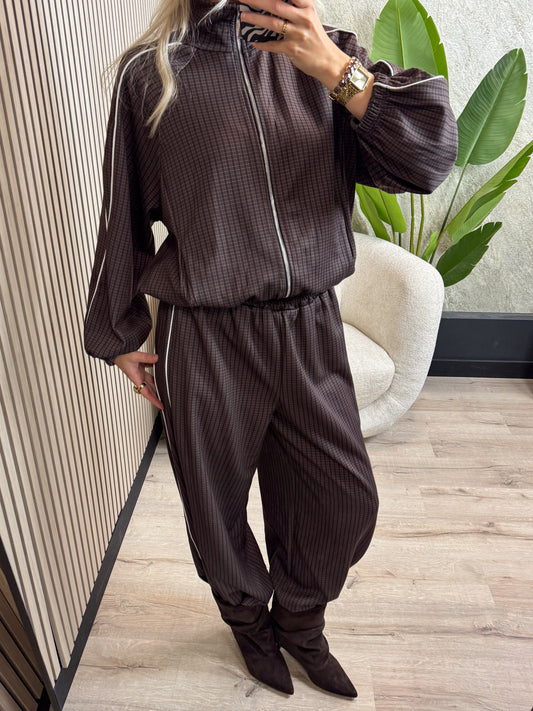 Tracksuit met Blokjesprint - Bruin