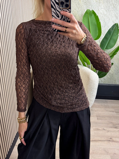 Asymmetric Lace Top - Bruin
