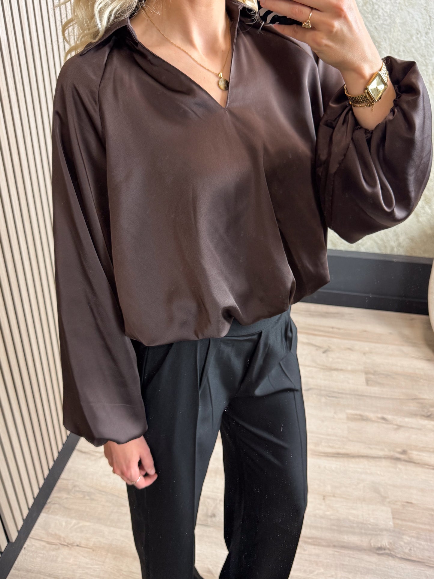 Satin Balloon Blouse