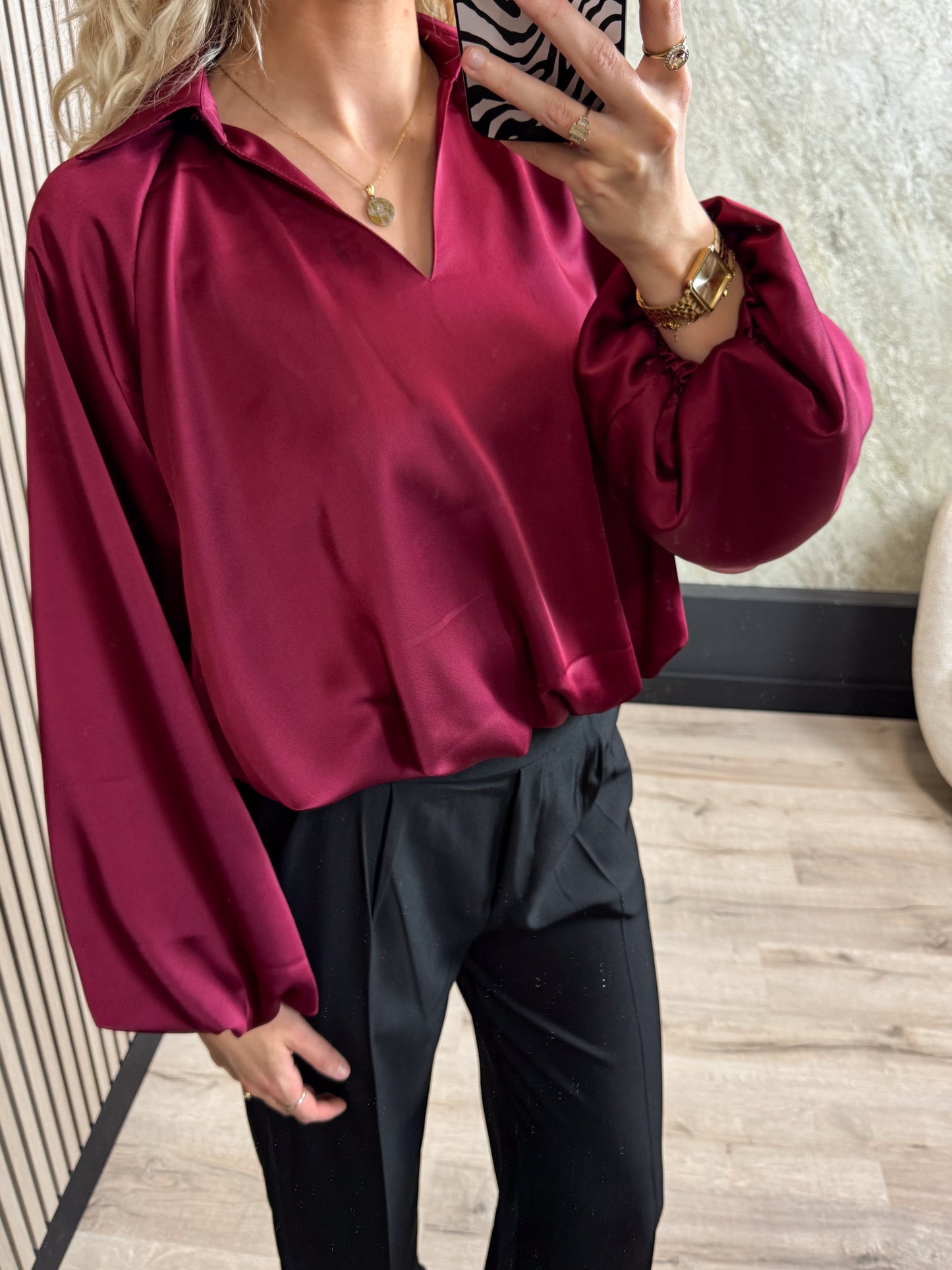 Satin Balloon Blouse