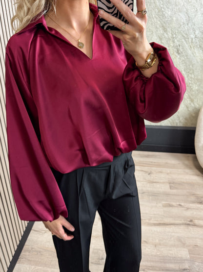 Satin Balloon Blouse