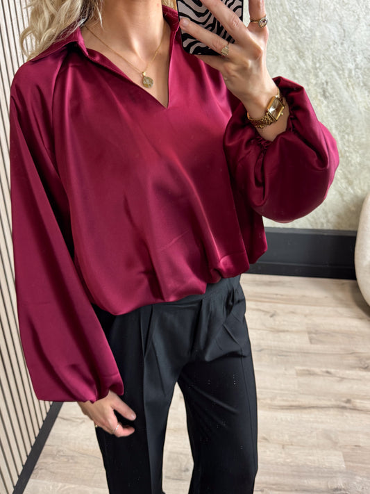 Satin Balloon Blouse