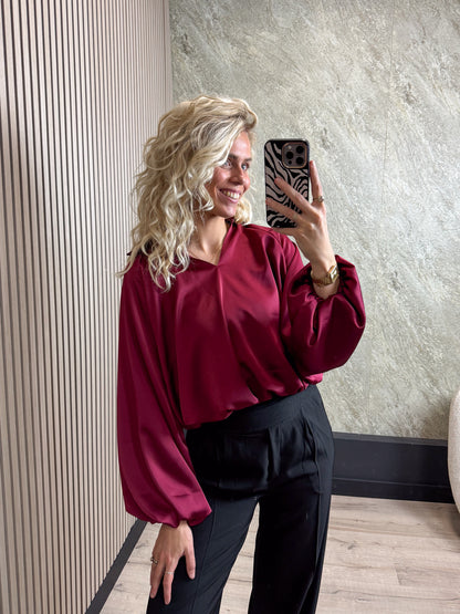 Satin Balloon Blouse